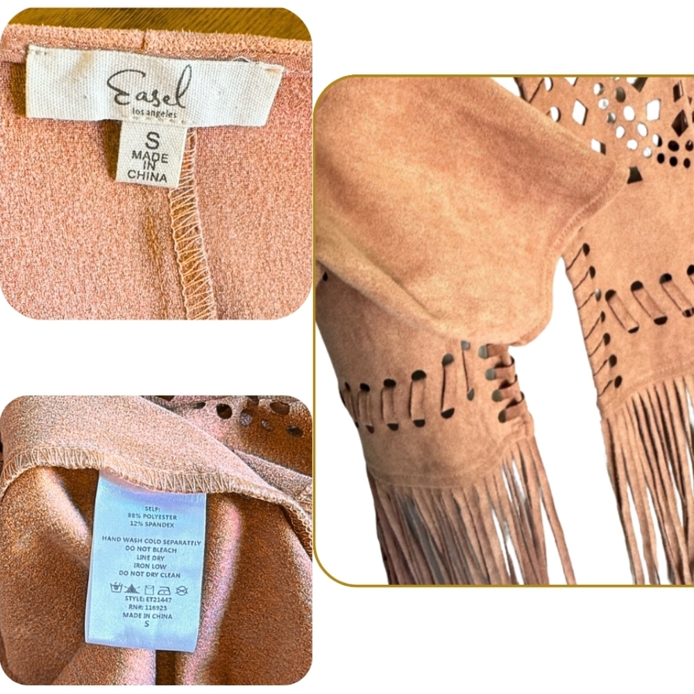 Easel Soft & Lux Suede Jacket In Dusty Rose Oversized Small Medium - Picture 8 of 9